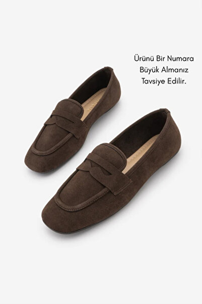 Marjin Women's Blunt Toe Casual Loafer Heviza Brown Suede