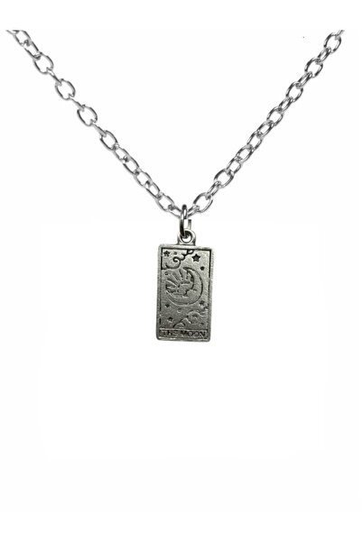 Herşey Nota The Moon Tarot Card Figured Necklace – Zamak Plated Unisex Spirit...