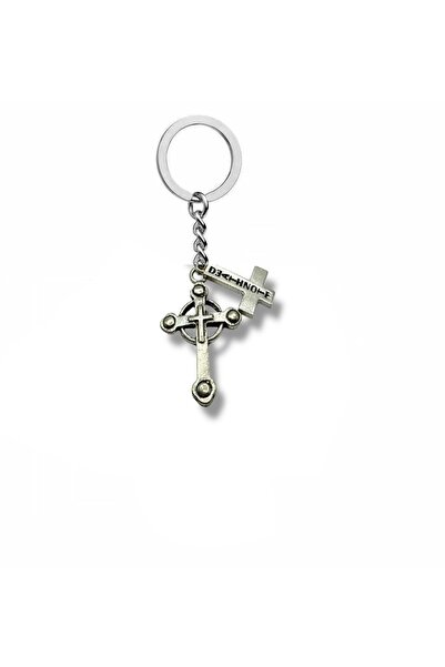 Herşey Nota Death Note Unisex Metal Keychain with Cross Figure – Durable Zama...
