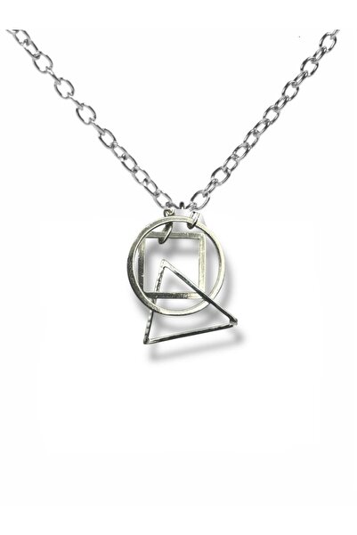 Herşey Nota Modern Combination Necklace Made of Geometric Forms – Zamak Plate...