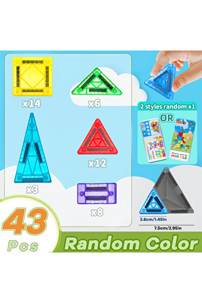 Choice1 43PCS Magnetic Building Blocks Construction Set DIY 2D/3D Montessori ...