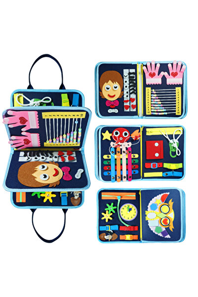 Choice DEEP BLUE 7-in-1 Montessori Busy Board for 3-6 Years Old - Sensory Lea...