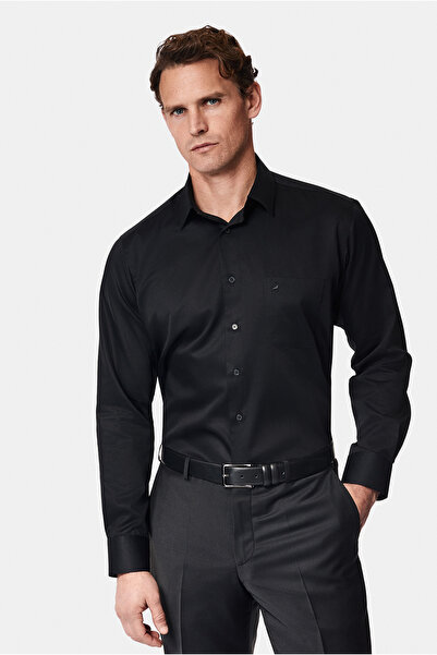 Abdullah Kiğılı Long Sleeve Classic Pocket Non Iron Satin Cotton Shirt