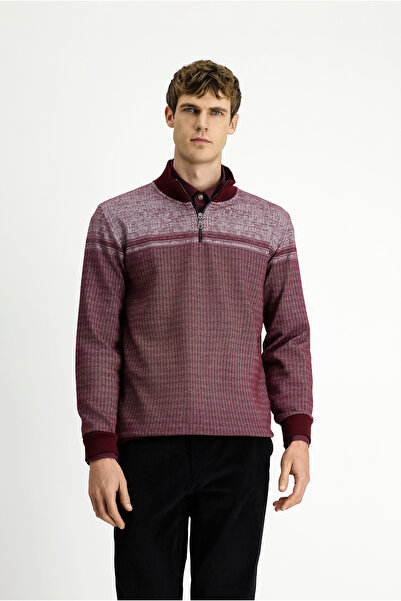 Kiğılı Half Turtleneck Collar Regular Fit Patterned Zippered Cotton Pack Swea...