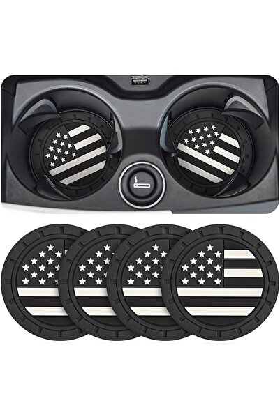 Choice1 PVC 4pack-Black Anti Slip Car Cup Holder Coasters, American Flag US F...