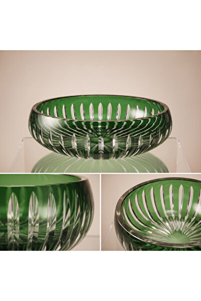 AKDEN STORE El Yapımı Kristal Dekoratif Sofra Sunum Kasesi - Cam Kase - 28CM