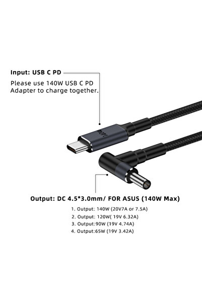 Choice كابل شاحن عالمي لأجهزة الكمبيوتر المحمولة USB-C PD إلى DC، مقاس 4.5-3....