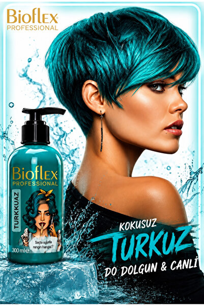 Bioflex Amonyaksız Turkuaz Saç Boyası 250 ml Kokusuz Gecici Renkli Su Bazlı O...