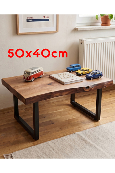 Pera-Home UK Doğal Ceviz Kütük Orta Sehpa Masif Ahşap Live Edge Tasarım Metal...