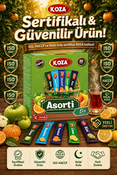Koza C Vitamini Paketi 5'li Asorti Mix Pratik Lezzet Tek İçimlik Vitamin Karışık Paket 5 x 4 - 20 Stick