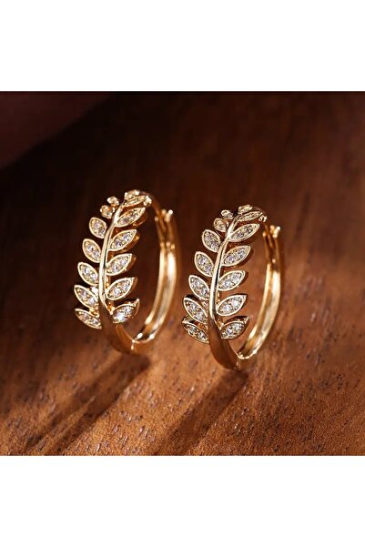 Choice E2376 Huitan Simple Stylish Leaf Olive Small Hoop Earrings for Women P...