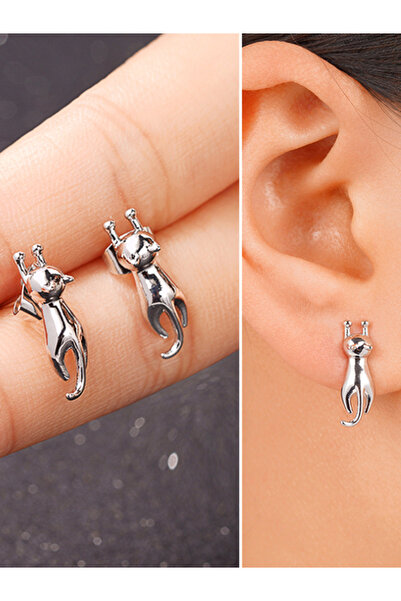 Choice E3565 Huitan Minimalist Small Cat Animal Stud Earrings for Lady Ear Pi...