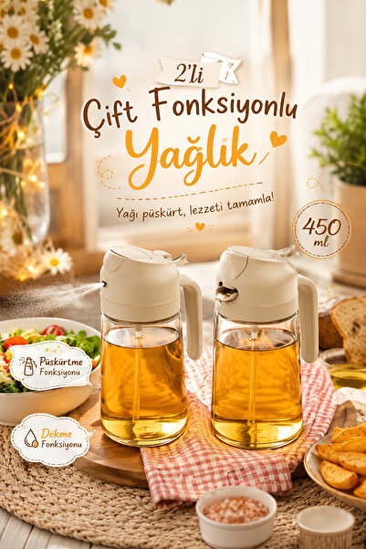 Porsima ALK-3154 2li Cam Sprey-Fısfıs Yağdanlık Limon Sirke Sos Airfryer Püsk...