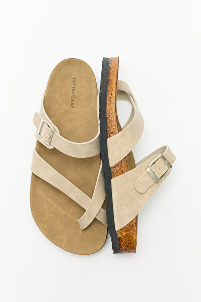 LUTVELIZADE Παντόφλες 2605 - Γυναικείες παντόφλες με αγκράφα και χιαστί λουρά...