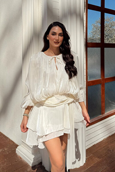Sindimoda Arwen Fırfırlı Bağlama Detay Mini Elbise 221732