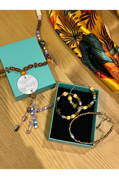 Lillys Jewellery Bohem Tasarım Plaj Takı Seti - Deniz Kabuğu Detaylı Uçlu Kol...