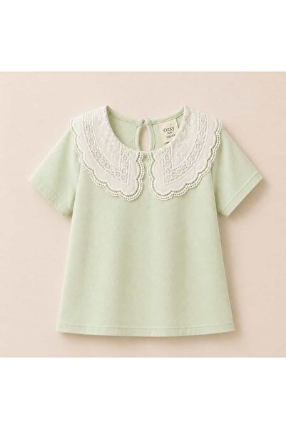 OZZY KİDS Κοριτσίστικο κορμάκι με γιακά και κοντά μανίκια