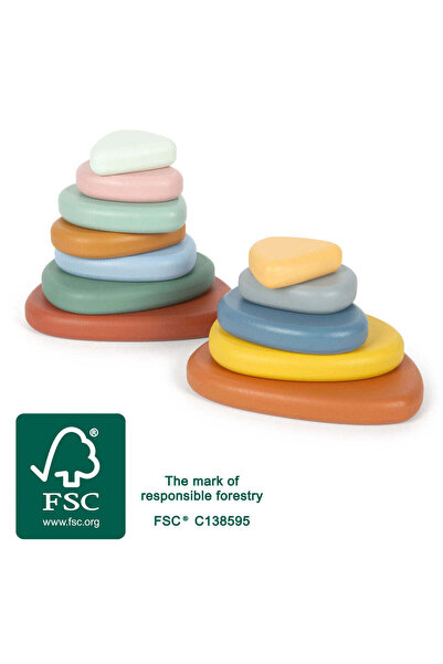 Small Foot Pietre de râu pentru echilibru Montessori FSC 100% – Set de 12 pie...