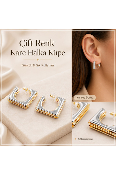 ADELYA CONCEPT Square Hoop Earrings Multicolor