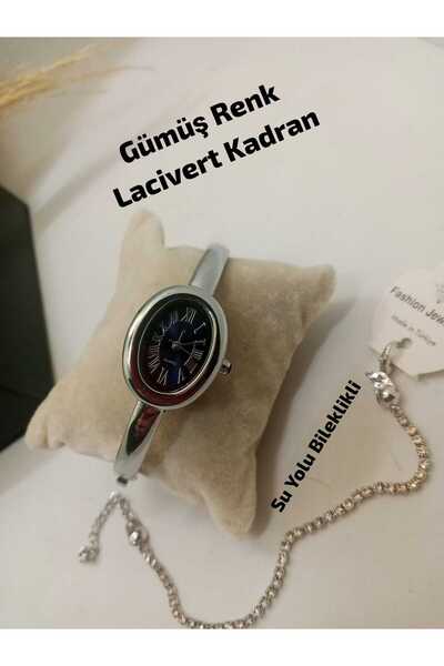 Brality Kelepçe Model Cartiar Tasarım , Kadın Kol Saati - LACİVERT RENK KADRA...