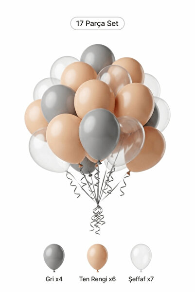 BALOMİS Transparent Skin Color Balloon Set 17 Pieces Adult Birthday Ornament ...