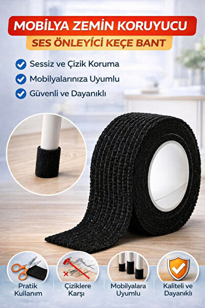 Ecuy Mobilya Zemin Koruyucu Keçe Bant Ses Önleyici Kaymaz Sandalye Ayağı Sess...
