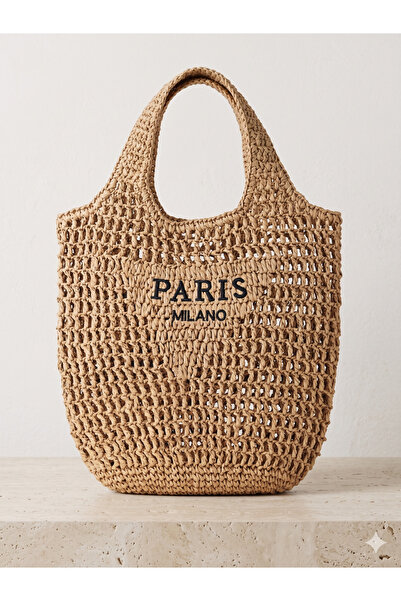 Luminos Butik Ψάθινη τσάντα σε χρώμα καμηλό CNT1076