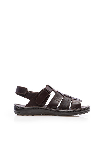UrbanShoes Sandale bărbați din piele naturală, Leofex - 144 Mogano Box