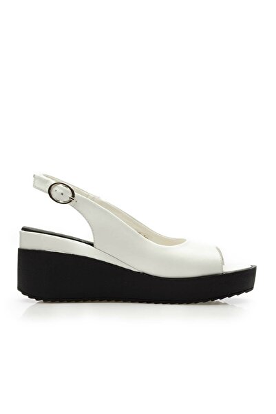 UrbanShoes Sandale cu platforma dama din piele naturala, Leofex - 403-1 Alb Box