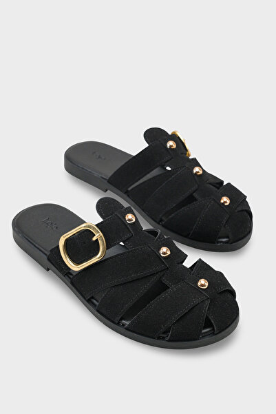 LOJO Γυναικείες παντόφλες με κλειστή πόρπη μπροστά, καθημερινές, από δέρμα λα...