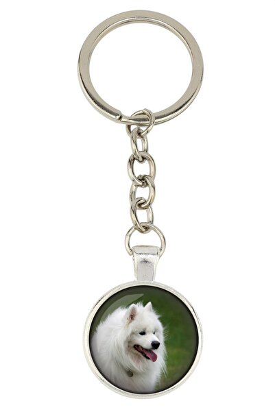 Art - Dog Samoyed, Bjelkier - keychain with your photo, key decoration, bag p...