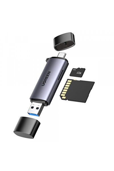 Ugreen Cititor de carduri USB/ USB-C CM185, SD - microSD, Gri