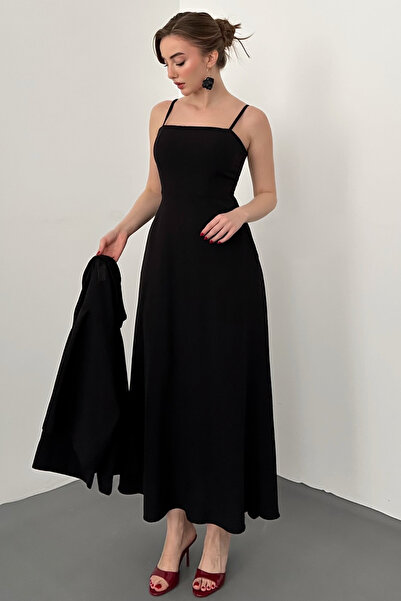 Elbee Fashion Woman Black Strap Dress and Shirt