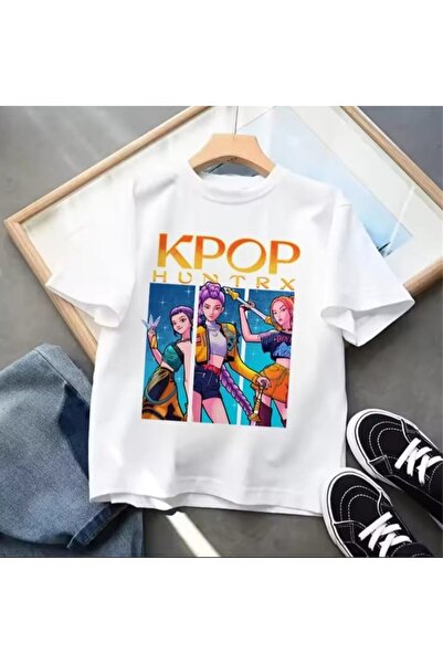 STİL-X K-POP DEMON HUNTERS / HUNTRIX BASKILI ÇOCUK TSHIRT, %100 PAMUKLU KUMAŞ