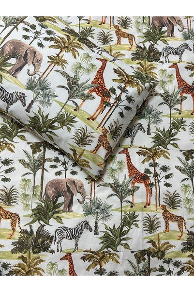MundoLindo Safari Themed Single Duvet Cover Set 160 X 220 cm 2 Pieces 100% Cotton