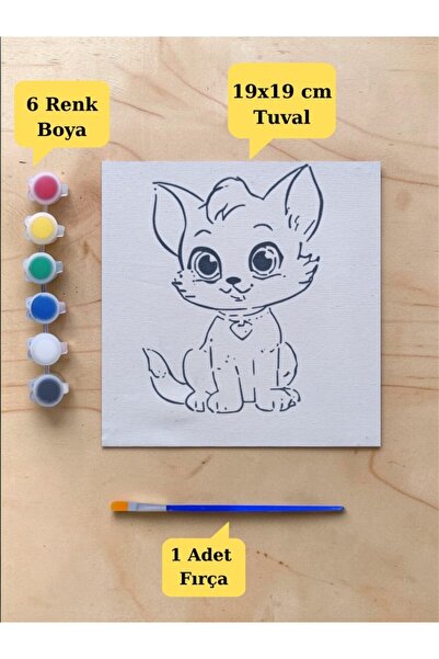 Nostaljik Lezzetler Çocuklar İçin Sevimli Kedi Baskılı Tuval Boyama Seti – Ha...