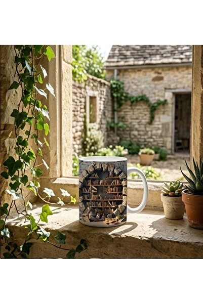 KADOREX DESIGN 3D Library Illusion Vintage Design Printed Mug