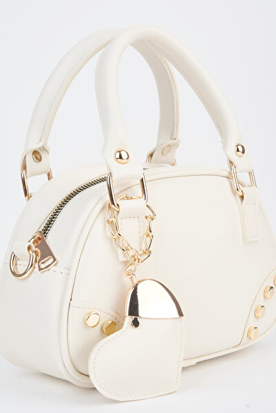 Vivaq Women's Lal Cream Heart Charm Detailed Adjustable Strap Zipper Closure ...