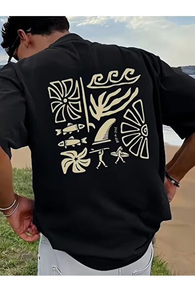 AEMİ Unisex καλοκαιρινό μπλουζάκι με στάμπα σε μεγάλο μέγεθος