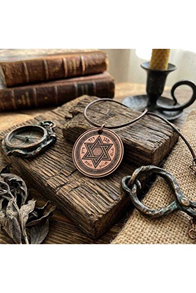 Zib Grips Velvet Copper Süleyman Mührü Bakır Kolye El Yapımı Boho Spiritüel H...