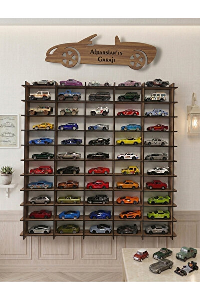 My Kids Room 50 Araç Kapasiteli İsimli Araba Rafı - Dekoratif Çocuk Odası Oyu...