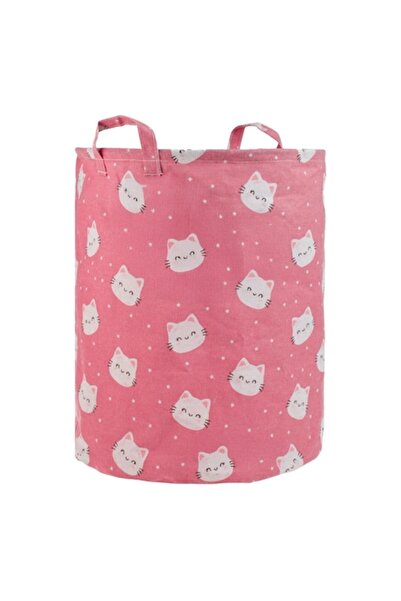 OEM Pink laundry basket with kitten pattern for children ø35x45cm