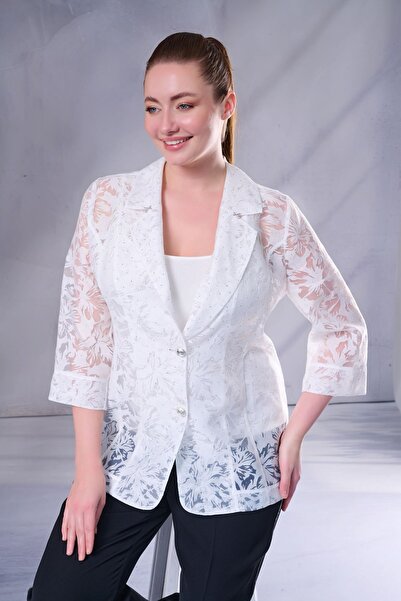 Rain and River Chiffon Patterned Stylish Jacket (Fits 42-46)
