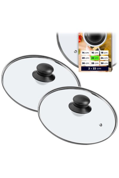 KADAX Capac de sticlă 22 cm, set de 2, rezistent la căldură, pentru oale și t...