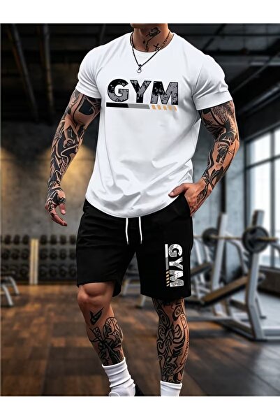 puolikuu Unisex Oversize Shorts Set Mixed Printed T-Shirt - Shorts Special Se...