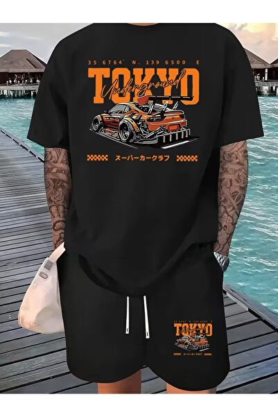 puolikuu Unisex Oversize ΣΕΤ ΣΟΡΤΣ με μικτό εμπριμέ μπλουζάκι - ΣΕΤ ΣΟΡΤΣ ειδ...