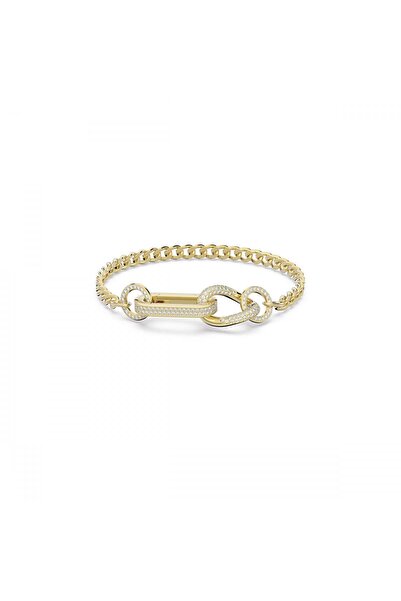 Swarovski Dextera Bileklik Pave Mixed Links Beyaz Sari Altin Rengi Kaplama XL