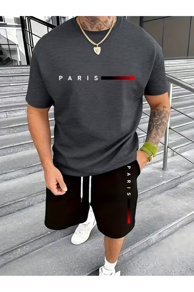 puolikuu Unisex Oversize ΣΕΤ ΣΟΡΤΣ με μικτό εμπριμέ μπλουζάκι - ΣΕΤ ΣΟΡΤΣ ειδ...