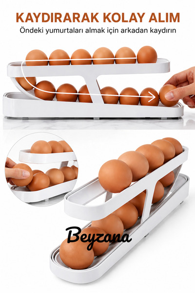 BEYZANA 2 Katlı Yumurta Saklama Kabı | Yumurta Organizeri | Yumurta Standı | ...