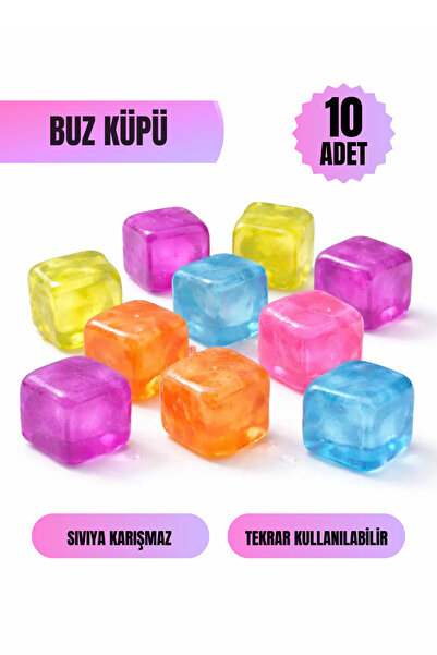 VAN VLECK 10’lu Renkli Silikon Buz Küpü – Tekrar Kullanılabilir Buz Taşı, İçe...